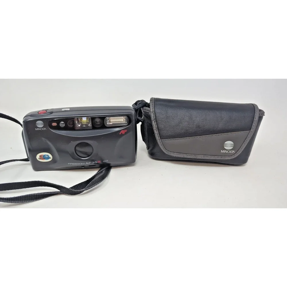 TESTED Minolta Freedom AF35R 35mm Film Camera Point Shoot Auto Focus Flash CASE